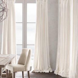 Restoration Hardware Belgian linen drapery Rod Pocket 100"x120" Ivory NWT